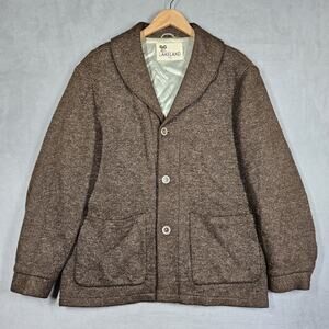 Vintage Lakeland Wool Blend Overcoat Mens Size 42 Shawl Collar USA 70’s Grandpa